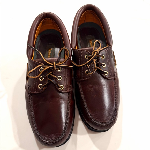 TIMBERLANDā¢dark brown leather boat shoes 10.5 EUC - Picture 2 of 7